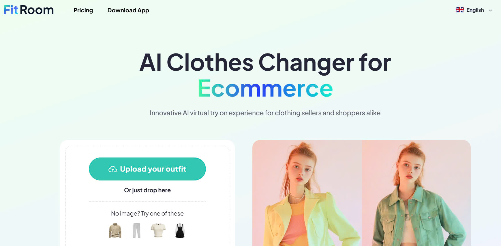 The homepage of fitroomapp.com