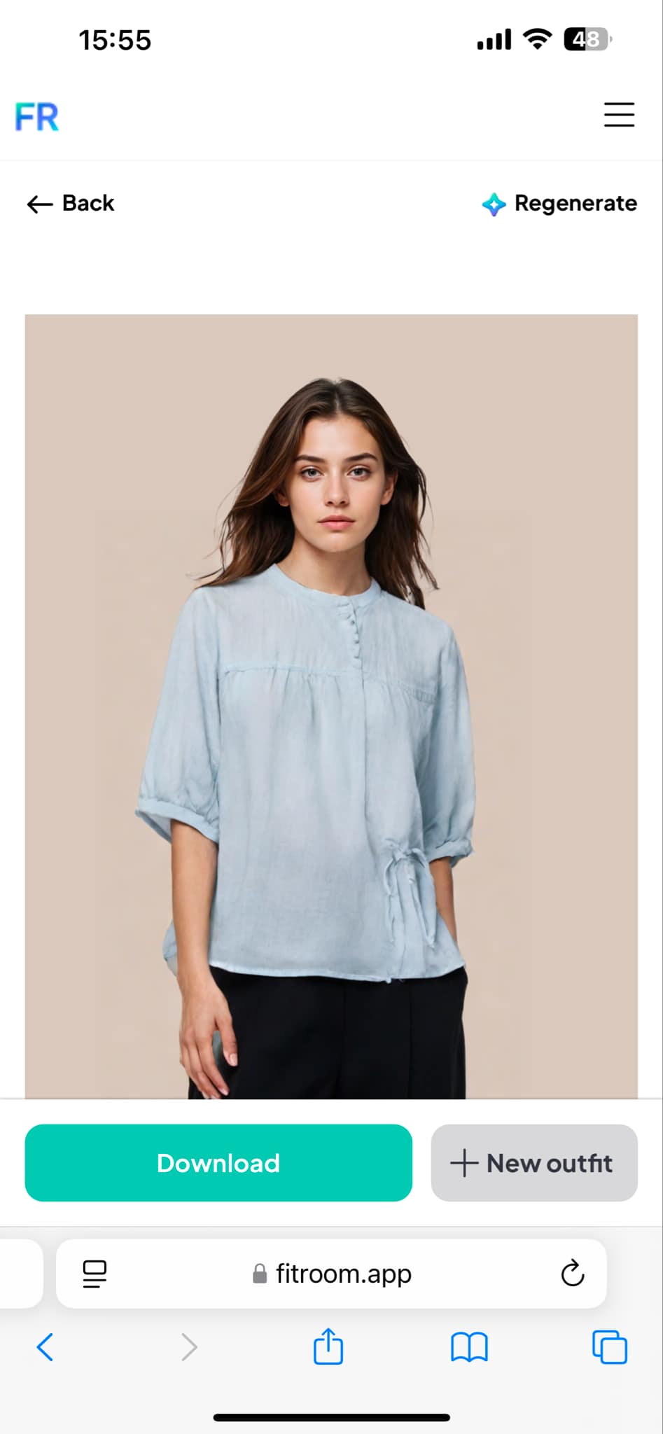 AI swaps outfit on the selected model